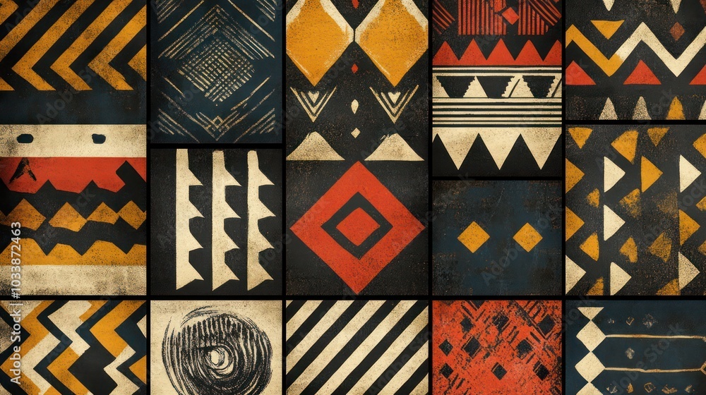 Aufkleber a collection of colorful patterns and designs, including squares, triangles