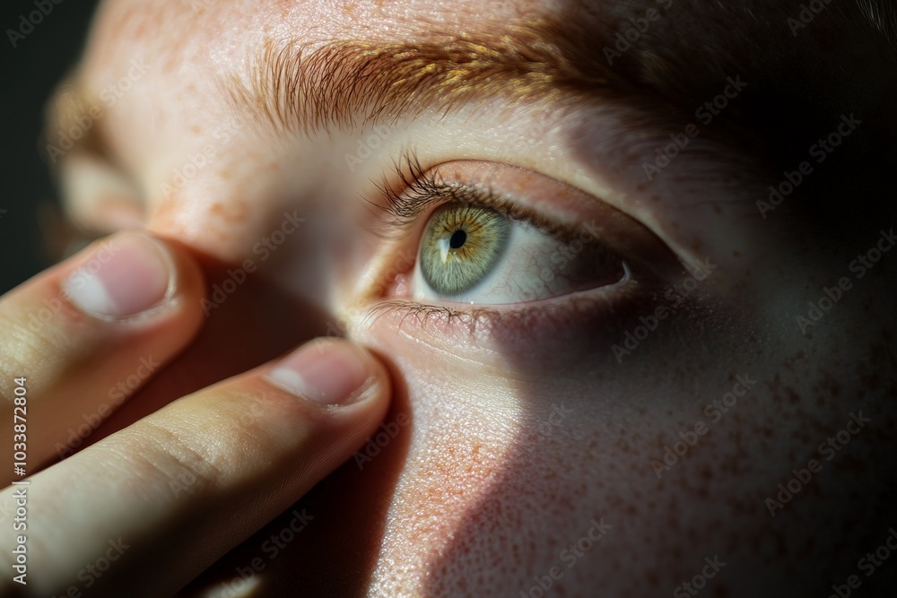 Poster A detailed close-up of an eye, capturing the intricate patterns of the iris and subtle shadows, highlighting a sense of depth and emotion in this delicate composition.