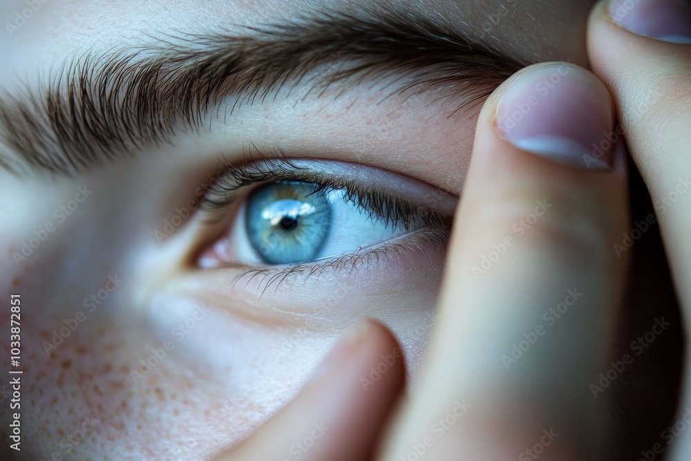 Aufkleber An artistic macro photograph focusing on an eye with significant emphasis on eye shadow and skin texture, creating a visually striking and thought-provoking image.