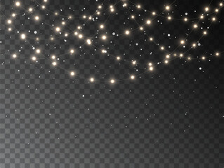 The Christmas garlands are available in a transparent vector background format. This set of Christmas glowing garlands is suitable for use in advertising invitations, web banners and postcards.