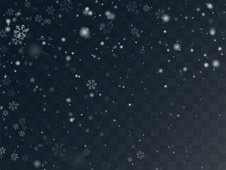 Snowflake illustrations. Winter background for Christmas or New Year. Snow falling. Snow, snowflakes, vector images, backgrounds.