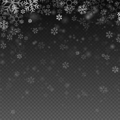 Snowflake illustrations. Winter background for Christmas or New Year. Snow falling. Snow, snowflakes, vector images, backgrounds.