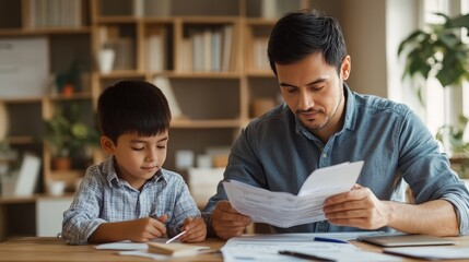 A family business owner managing financial records while teaching the next generation about the importance of good practices