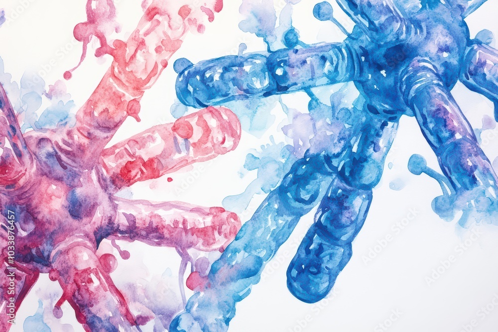 Poster colorful abstract art featuring vibrant red and blue splashes, creating a dynamic and engaging visua
