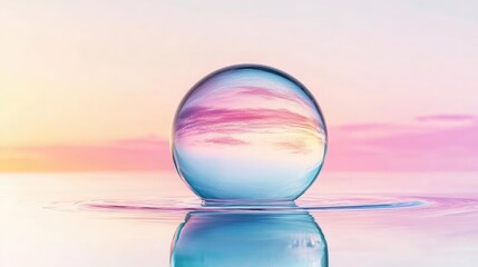 Pastel Sphere Glass in Calm Reflective Surface