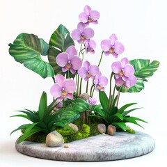 Obraz premium Elegant Orchids in a Tropical Rainforest Setting