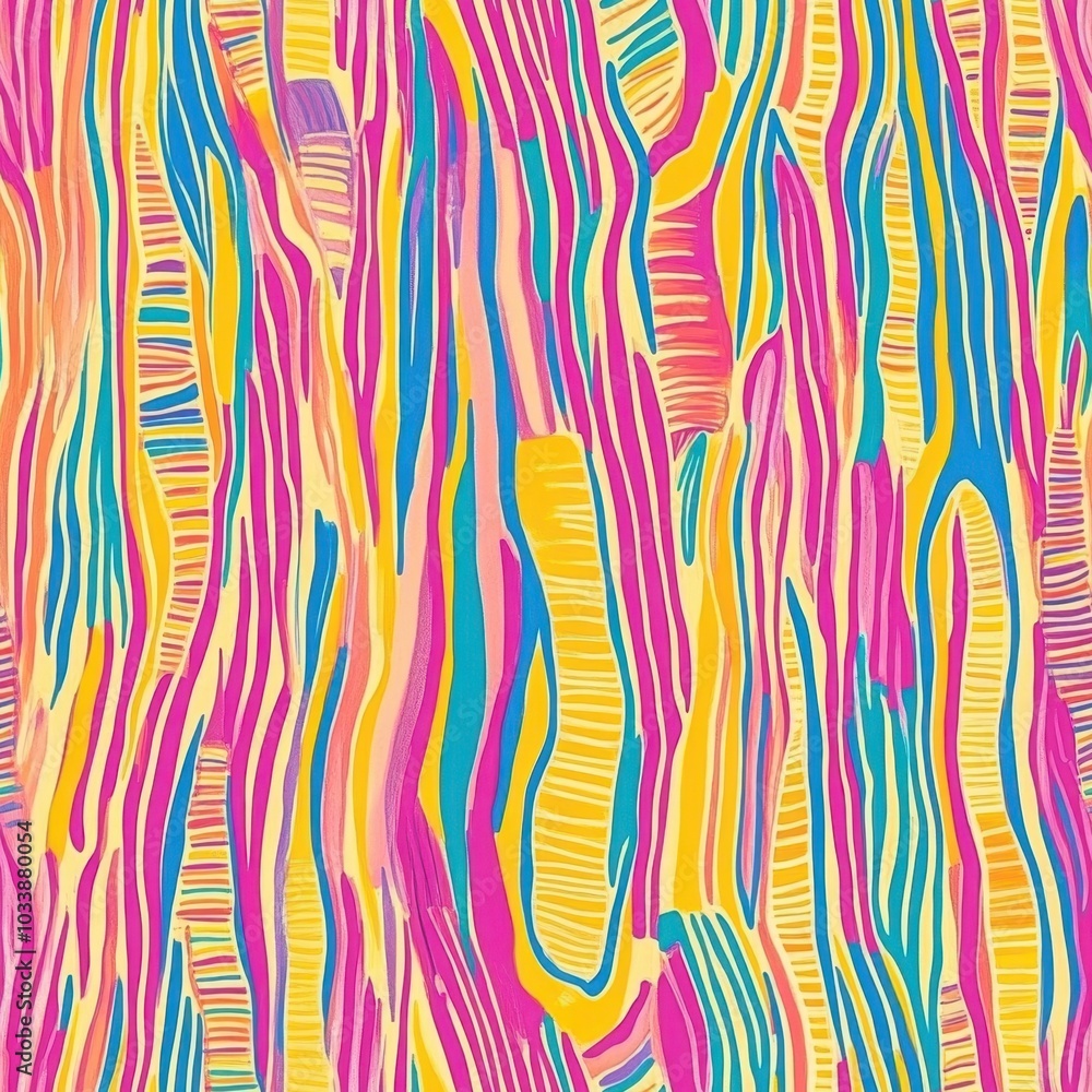 Wall mural vibrant multicolored abstract wavy lines pattern background