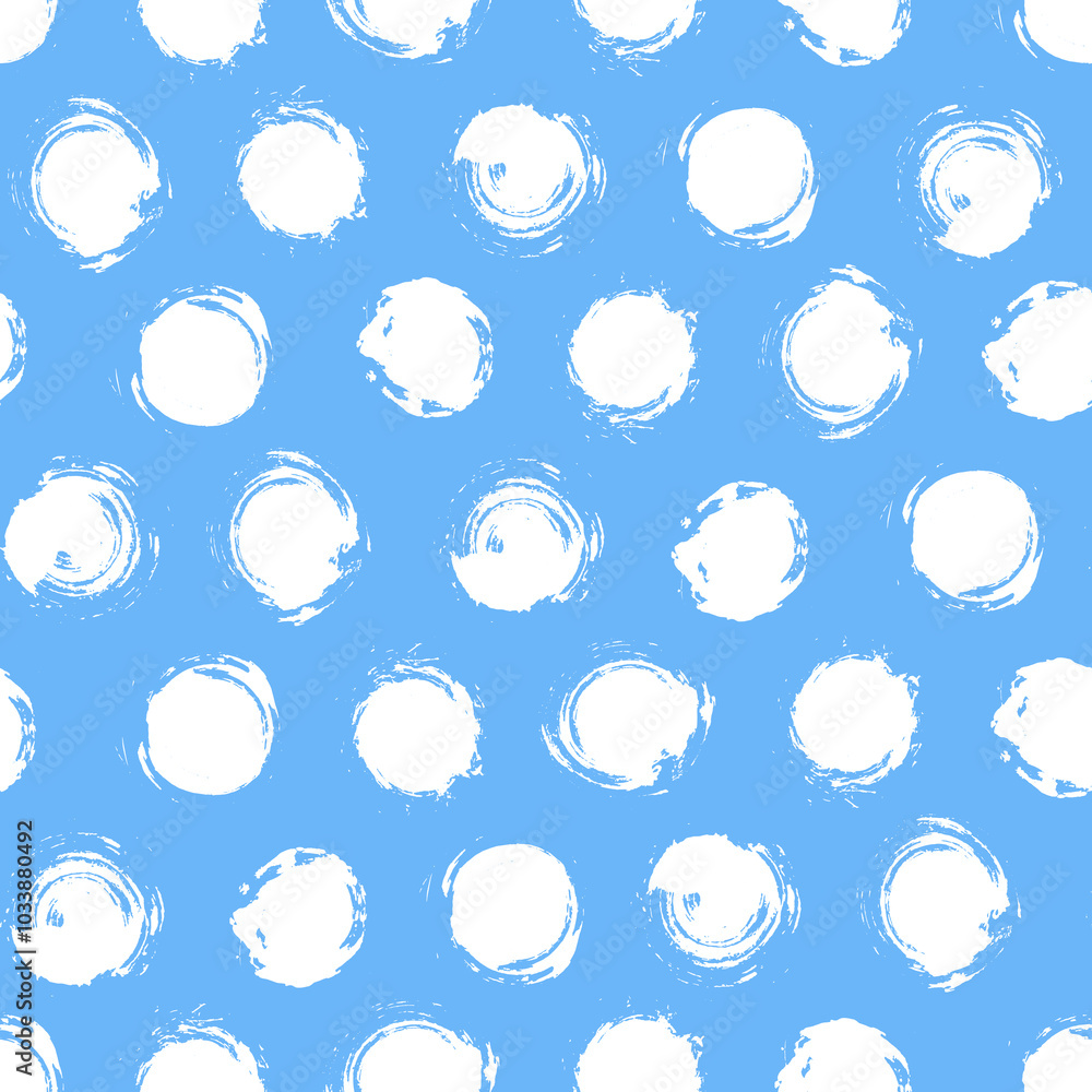 Aufkleber vector dots pattern. seamless blue and white brush stroke background. polka dot print with distress 