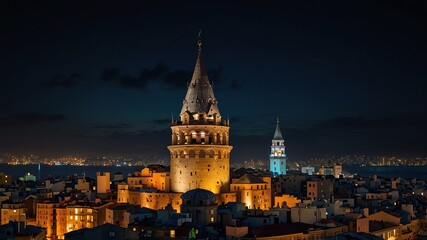 Obraz premium Galata Tower's Majestic Charm in Istanbul's Skyline