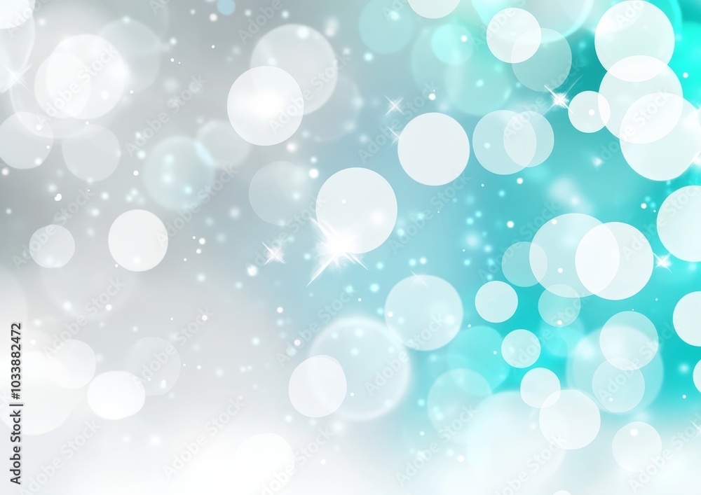 Poster shining bokeh on a transparent background with abstract blue hues