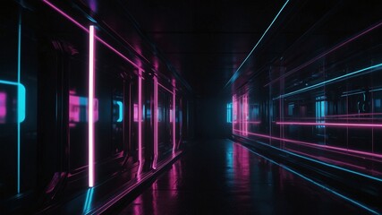 Fototapeta premium Futuristic Cyberpunk VJ Background Abstract Bright Black Sparkle Neon Light Tracks