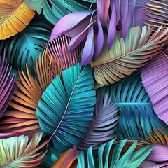 Vibrant Jungle Leaves in Overlapping Layers
