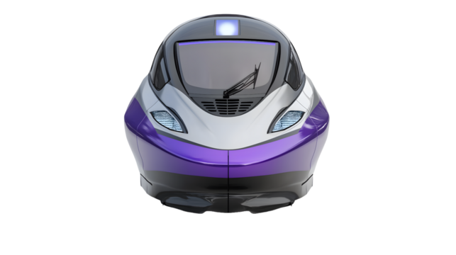 High-Speed Electric Train with Aerodynamic Features on a White Background - Powered by Adobe