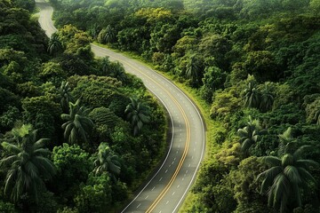 Fototapeta premium highway in the middle of the jungle by generative ai