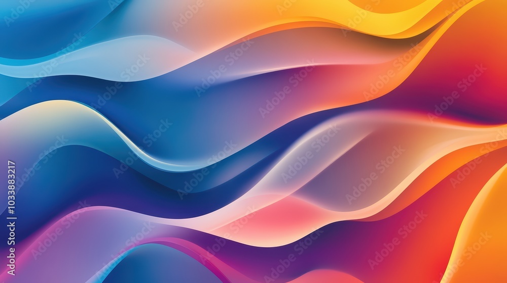 Poster vibrant abstract waves of color flowing together in harmony, creating a dynamic and visually captiva