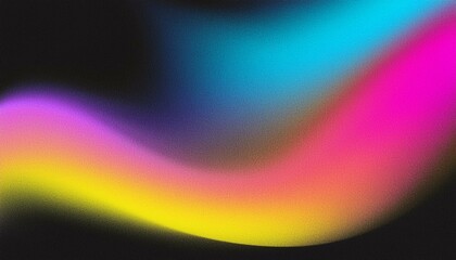 Grainy gradient background blue pink yellow abstract glowing color wave black dark backdrop noise texture banner poster header design 80ies