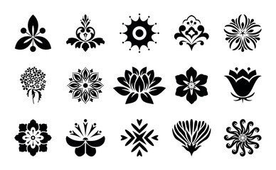 Flowers icon set. Flowers isolated on transparent background. Flowers in modern simple. Cute round flower plant nature collection. Vector illustrator