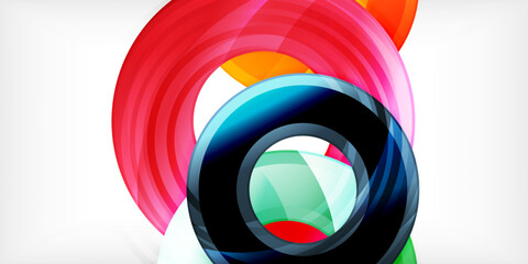 Fototapeta premium Bright colorful circles with light effects. Abstract background