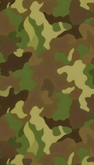 Fototapeta premium An abstract camouflage pattern in shades of green, featuring various shapes and textures blending seamlessly. The design evokes a sense of nature and military aesthetics, creating depth and intrigue
