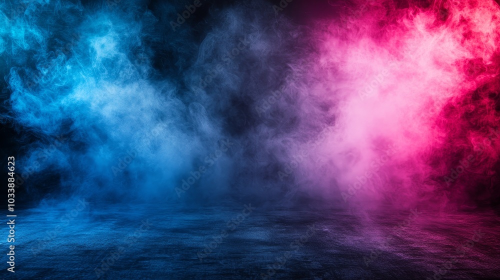 Aufkleber a panoramic view of abstract fog. white cloudiness, mist or smog moves over a black background in a 