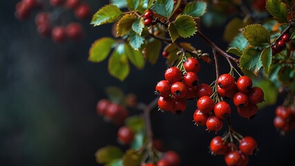 Fototapeta premium Hawthorn Berries in Autumn: A Feast for the Eyes