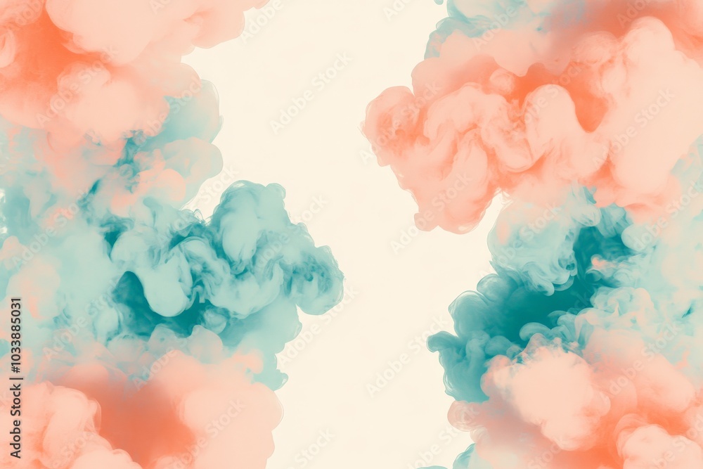 Poster A delicate display of soft pastel clouds forming an abstract slice of sky in gentle pinks and blues, offering a calm, imaginative, and artistic visual exploration.