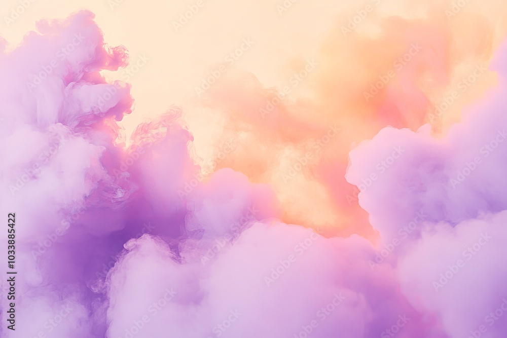 Aufkleber This image captures pale purple and pink clouds meeting in a tranquil harmony, merging in a captivating blend of softness and serenity that calms and inspires.