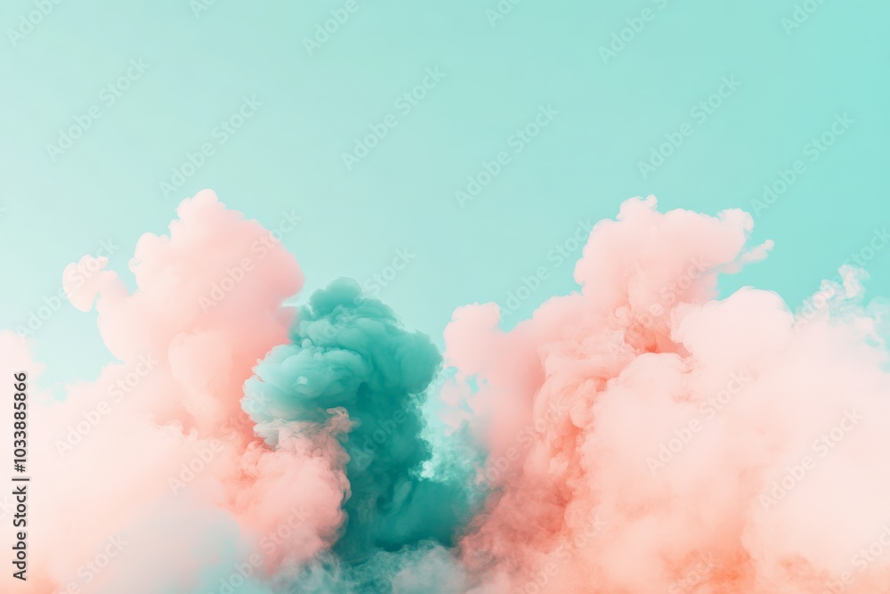 Aufkleber this image portrays a captivating mix of soft pink and blue clouds, with a mysterious undertone, acc