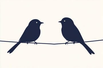 Obraz premium The drawing shows abstract birds on branches in one continuous line