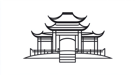 Simple outline of a Chinese temple gate