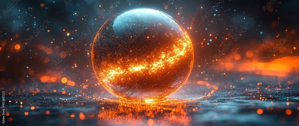 Poster in this abstract, dynamic representation of light, energy, and color traveling through space, vibran