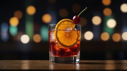 Manhattan Cocktail on Transparent Background