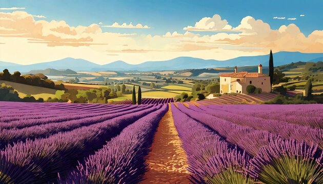 Paysage de Provence, avec ses champs de lavande