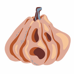 Vector Halloween pink  pumpkin with a funny face 
