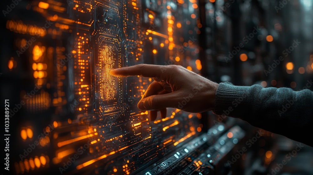 Aufkleber Interaction with data and information with a fingertip.