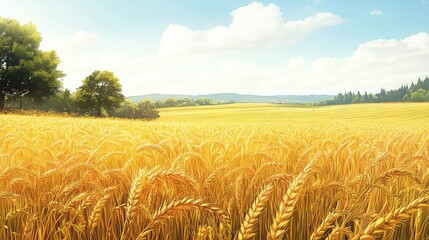 Fototapeta premium Beautiful Wheat Field, Generative AI