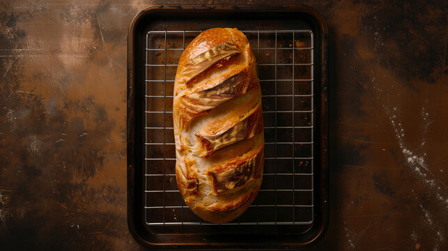 Top view pattern of fresh bread fried crust right out of the oven