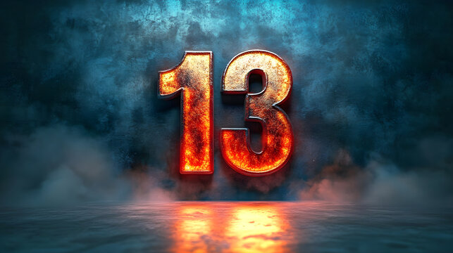 Poster with the number 13, perfect for Friday the 13th or superstition themes, unlucky, thirteen, number, poster, design