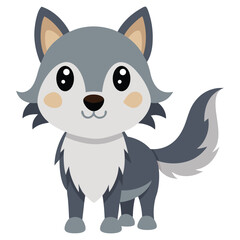 Illustration of Wolf animal cartoon on white