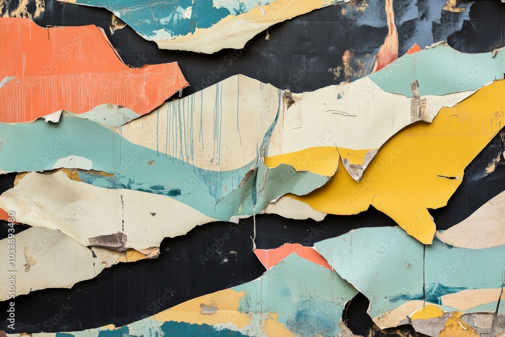 Leinwandbilder this image showcases vibrant layers of peeling paint in a mix of colors, exposing different layers b