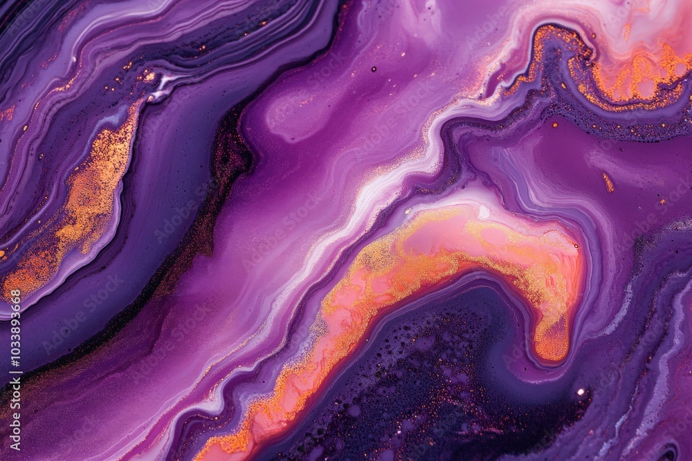 Leinwandbilder this image displays a vivid interplay of swirling purple and orange hues, creating a dynamic and flu