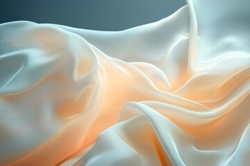 Obraz premium A close-up image of soft, flowing white silk fabric with glowing highlights, creating an elegant and sophisticated aesthetic in a dreamy composition.