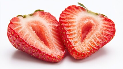 Strawberry half-sliced isolated on white background.