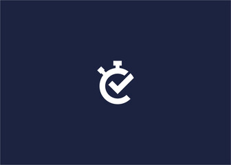 Letter c with stopwatch and check logo icon design vector design template inspiration