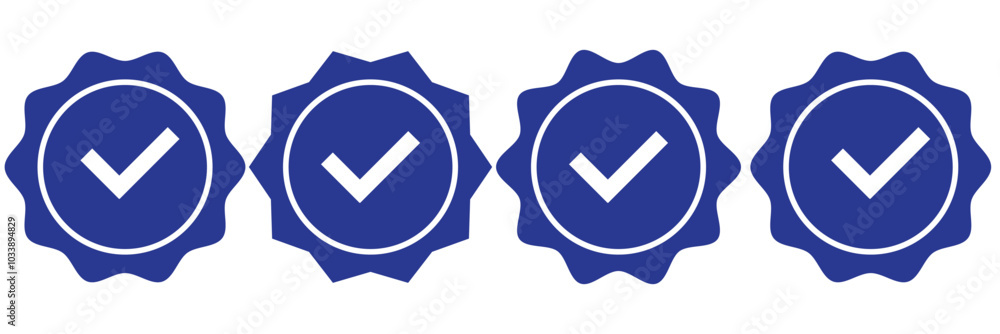Poster verified badge icon tick symbol vector approved check mark icon. blue checkmark icons - certificate 