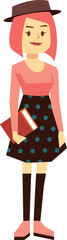 Female student in urban style outfit cartoon character