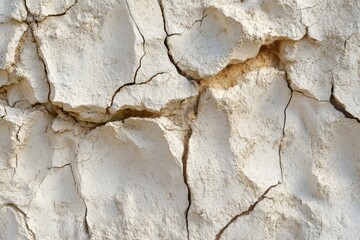 Fototapeta premium A cracked white surface displaying roughness and depth, illustrating imperfections and resilience, excellent for rugged designs with an emphasis on texture.