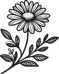 This is an illustration of flowers in a simple and modern line art style.