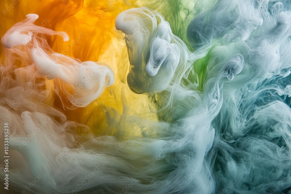 Aufkleber this image features vibrant orange, yellow, and green colors swirling together, creating a mesmerizi