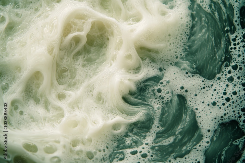 Poster A creamy swirl of foam flows effortlessly with smooth textures and rich patterns, evoking a sense of fluidity and movement in a seamless artistic display.